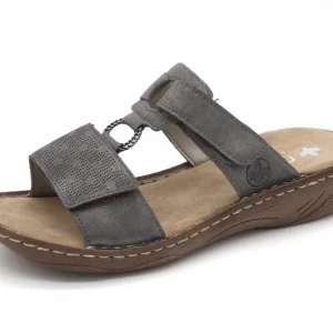 163-89-002 Dames Open Slippers Mode Rieker V2885-42 Donkergrijs  (2979)
