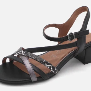 104-91-003 Dames Hakschoenen Sandalette Marco Tozzi 28223-098 Zwart Combi  (2552)