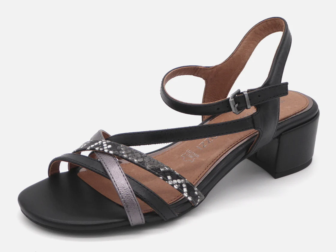 104-91-003 Dames Hakschoenen Sandalette Marco Tozzi 28223-098 Zwart Combi (2552) - Afbeelding 2