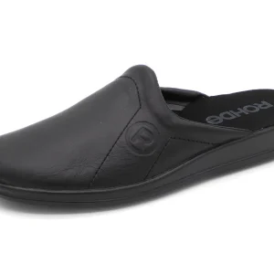 281-99-013 Heren Pantoffel-Muilen Leer Rohde 1558-90 Zwart Wijdte G (2889)