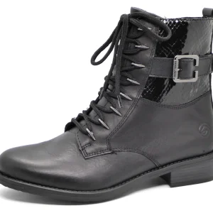 172-99-011 Dames Hoge Schoenen Boot Plat Remonte D0F72-01 Zwart (1662)