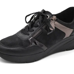 133-99-026 Dames Veterschoenen  Sneaker Jana 23763-001 Zwart Wijdte H (3347)