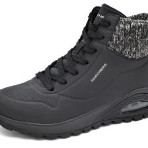 172-99-030 Dames Hoge Schoenen Boot Plat Skechers Uno Rugged Darling Daze 167988 BLK Zwart (2200)