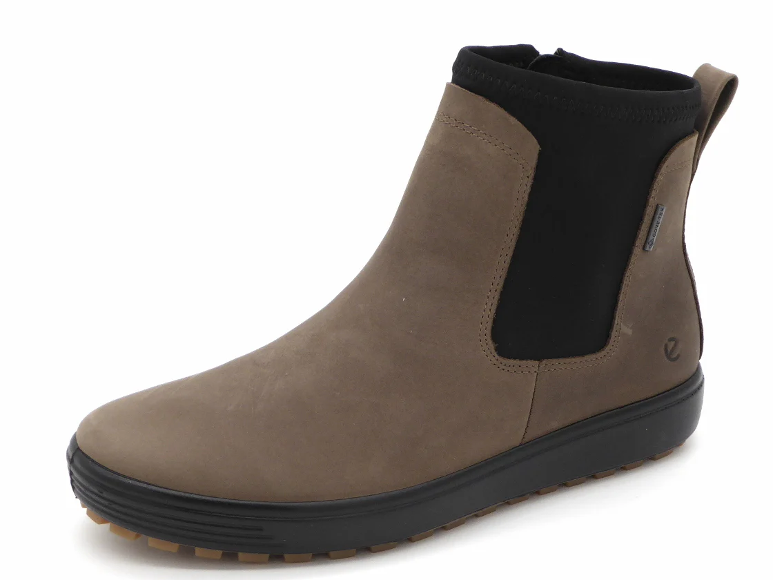 172-19-007 Dames Hoge Schoenen Boot Plat Ecco Soft 7 Tred 450463-02559 Donkerbeige (3380) - Afbeelding 2