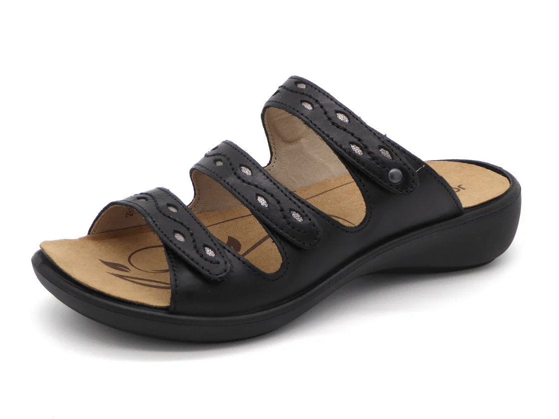 161-99-004 Dames Open Slippers Comfort Josef Seibel 86766-100 Ibiza 66 Zwart (2994)