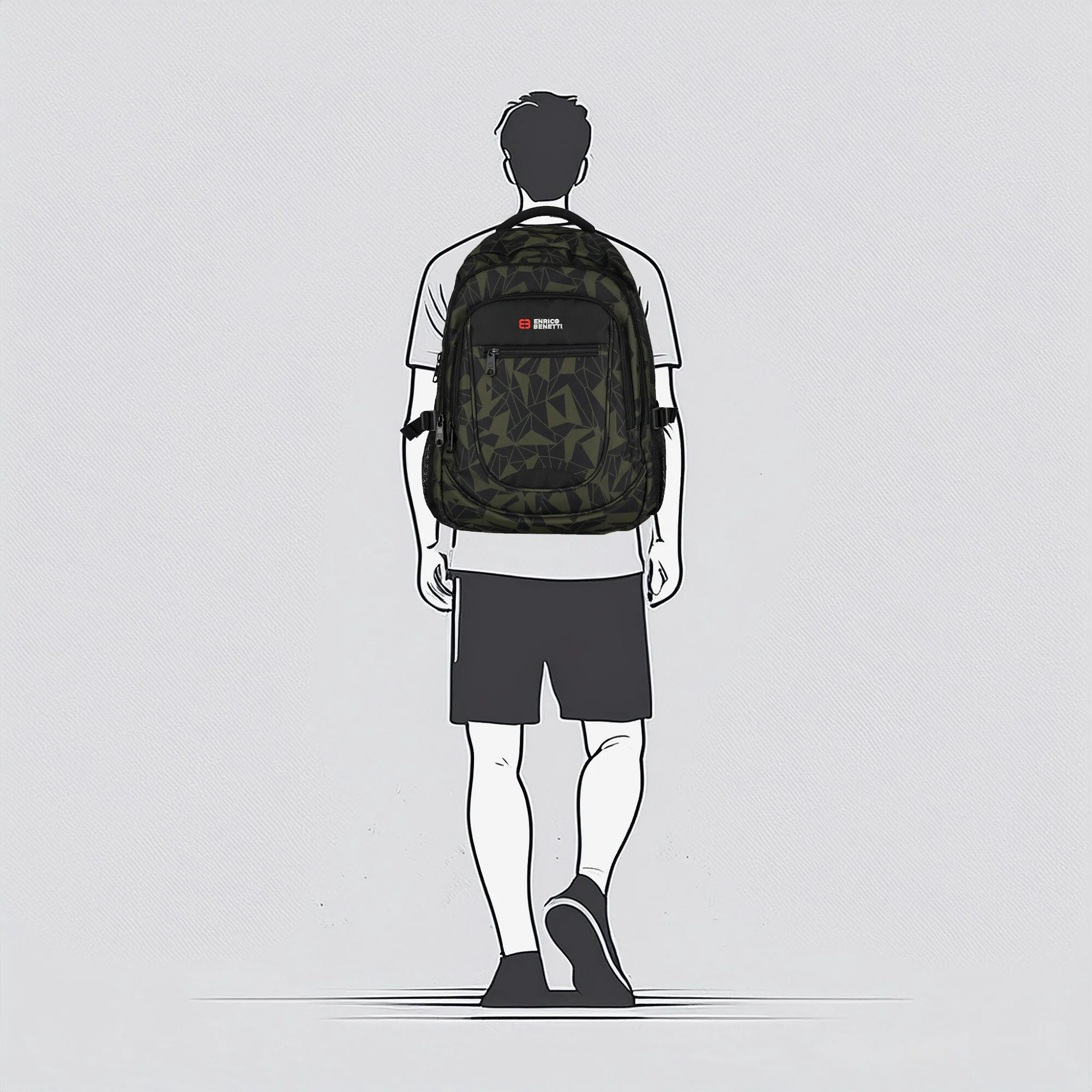 98-62038-029 Lederwaren Rugtas Middel 17 Enrico Benetti 62038-029 Donkergroen (1056) - Afbeelding 4