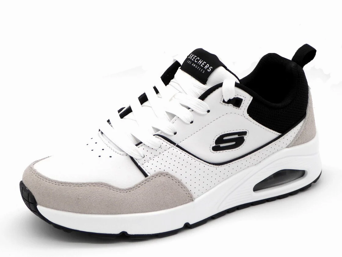 232-09-002 Heren Veterschoenen Sportief Skechers Uno Retro One 183020 WBK Wit Combi (3264) - Afbeelding 2