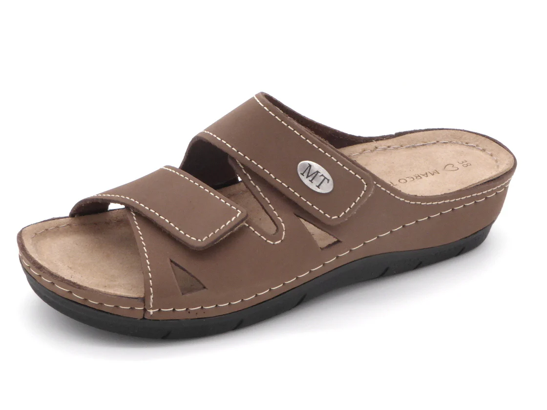 161-19-005 Dames Open Slippers Comfort Marco Tozzi 27512-341 Taupe Donkerbeige (880)