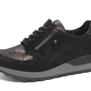 131-99-004 Dames Veterschoenen  Comfort Waldlaufer OrthoTritt H64007-307-001 Zwart Wijdte H (2385)