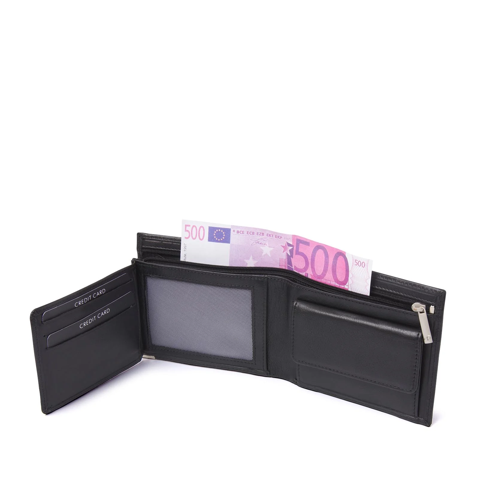 92-15584-9 Lederwaren Heren Portemonnee Bilfolds HJ de Rooy Toronto 15584 Zwart (3010)