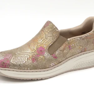 141-19-004 Dames Instappers Comfort Rieker 48761-90 Donkerbeige  (2970)