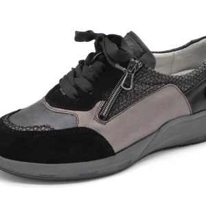 131-91-002 Dames Veterschoenen  Comfort Waldlaufer 831004-980-768 Zwart Combi Wijdte M (3296)