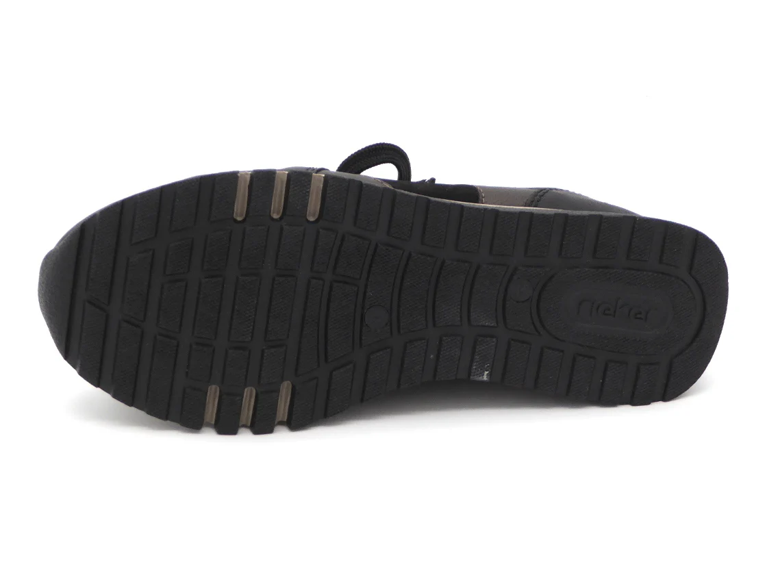 133-91-006 Dames Veterschoenen Sneaker Rieker 49010-00 Zwart Combi Wijdte H (3316) - Afbeelding 5