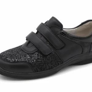 121-99-006 Dames Klittenband Schoenen Comfort Waldlaufer 312H01-323-001 Zwart Wijdte H (3285)