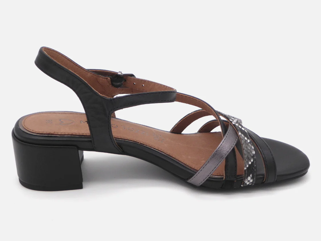 104-91-003 Dames Hakschoenen Sandalette Marco Tozzi 28223-098 Zwart Combi (2552) - Afbeelding 3