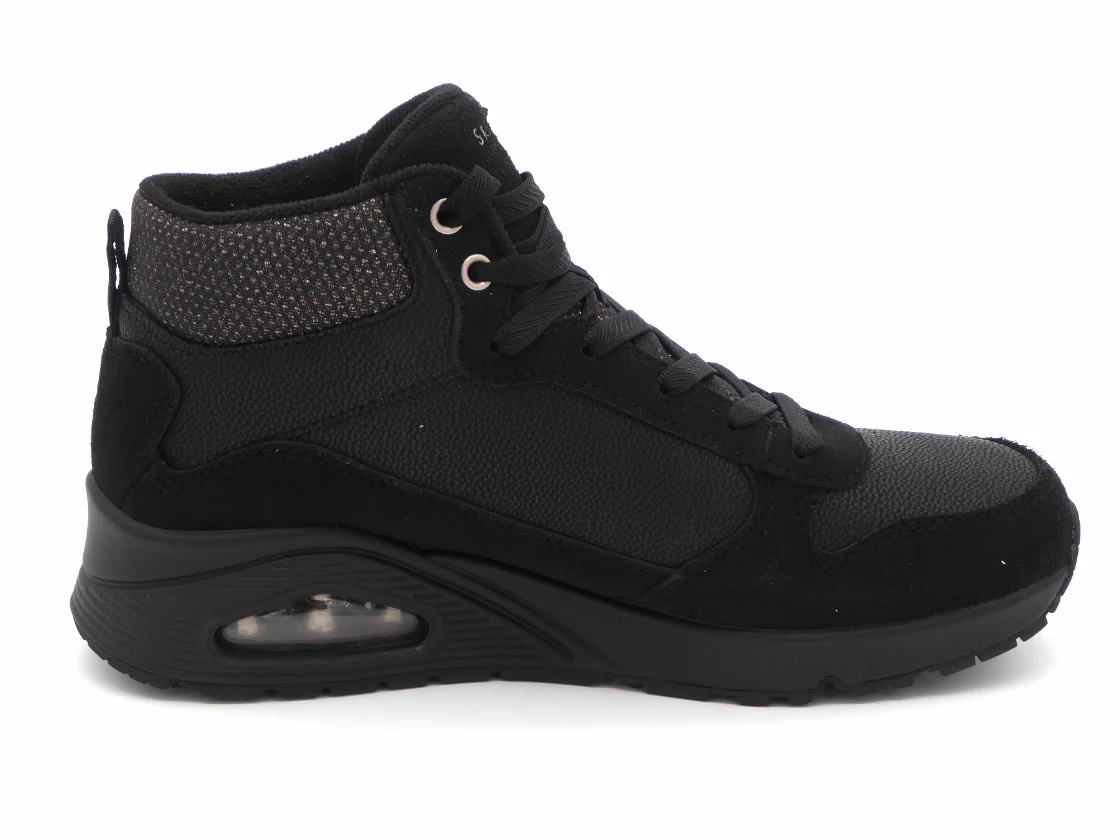 172-99-070 Dames Hoge Schoenen Boot Plat Skechers Uno Stacre Shine 177181 BBK Zwart (3434) - Afbeelding 3