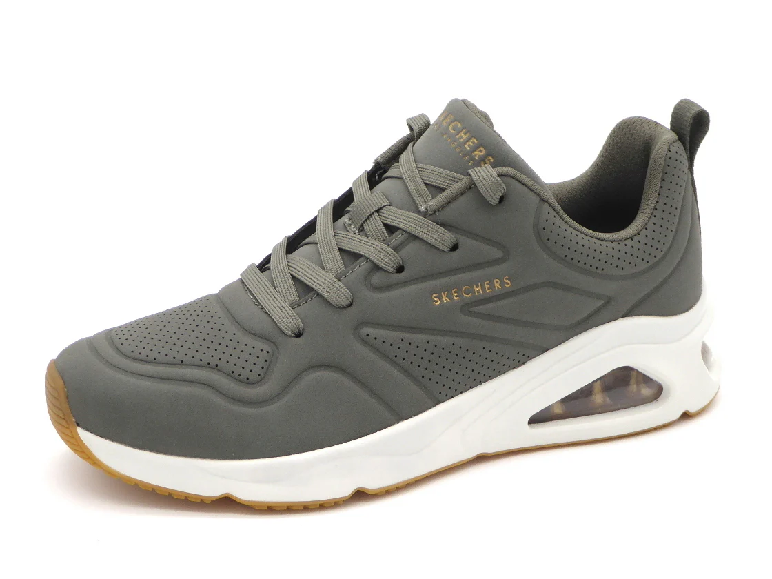 132-69-001 Dames Veterschoenen Sportief Skechers Tres Air Uno Ah-Mazing 177390 OLV Donkergroen (3247) - Afbeelding 2