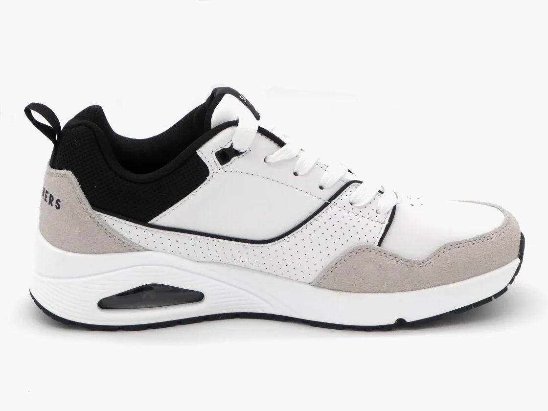 232-09-002 Heren Veterschoenen Sportief Skechers Uno Retro One 183020 WBK Wit Combi (3264) - Afbeelding 3