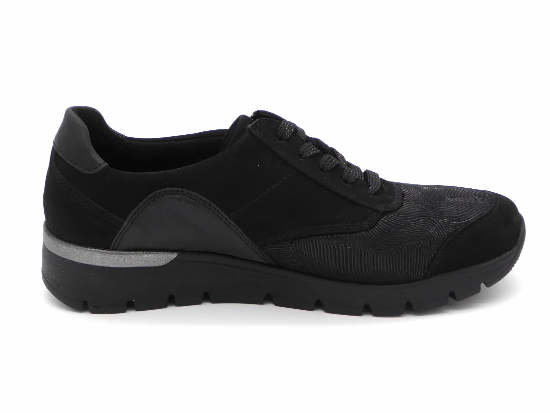 131-99-024 Dames Veterschoenen Comfort Waldlaufer 626K02-605-001 Zwart Wijdte K (3293) - Afbeelding 3