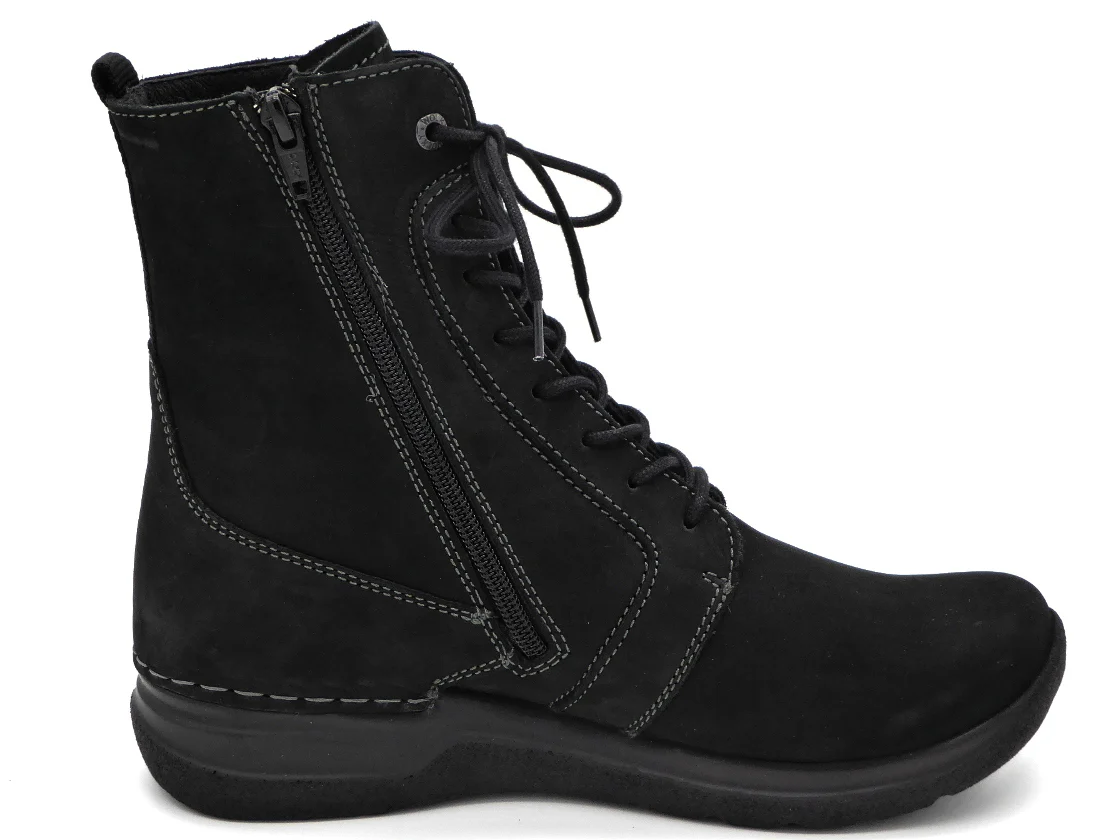 172-99-069 Dames Hoge Schoenen Boot Plat Wolky Viper HV 0663210-000 Zwart Combi (3393) - Afbeelding 3