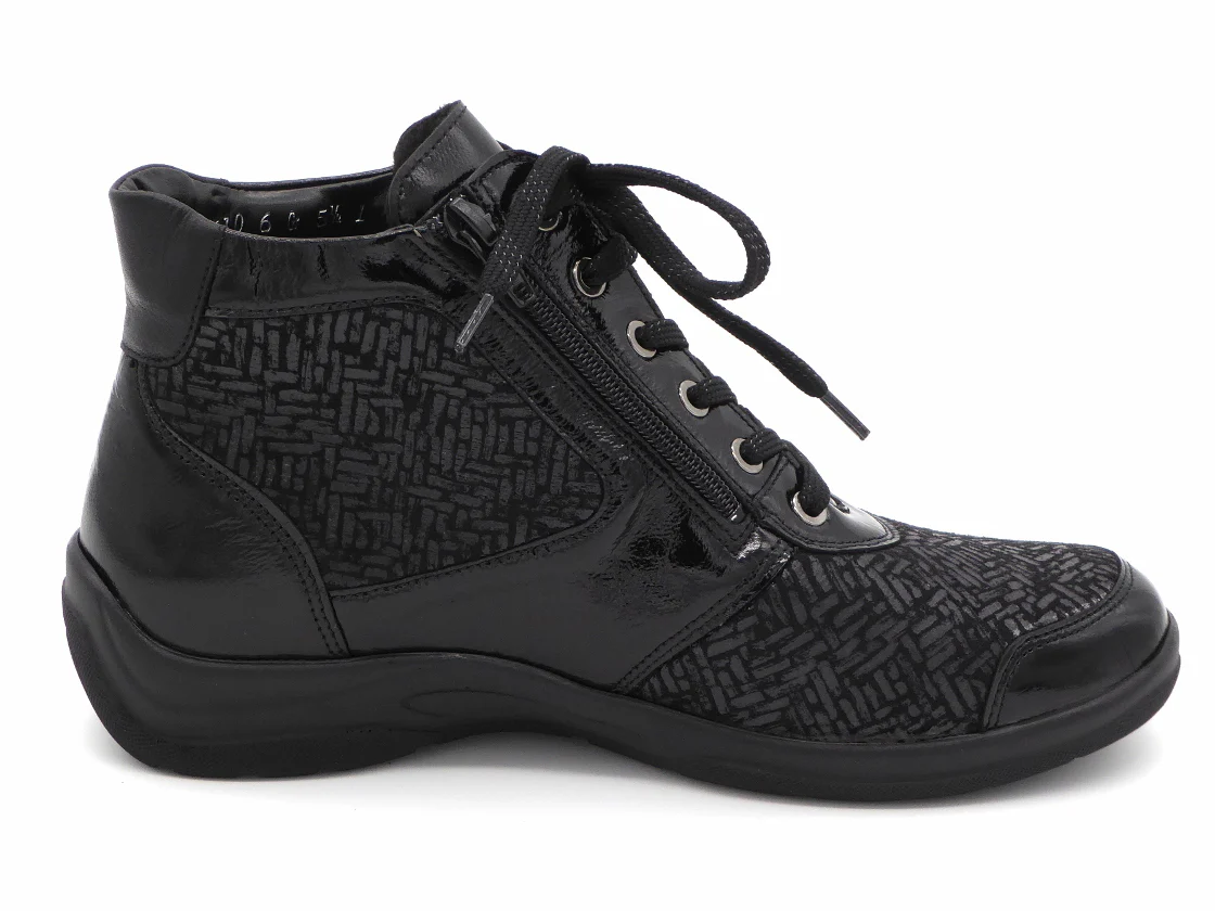 172-95-003 Dames Hoge Schoenen Boot Plat Waldlaufer OrthoTritt 312H82-319-001 Zwart Lak Wijdte H (2715) - Afbeelding 3