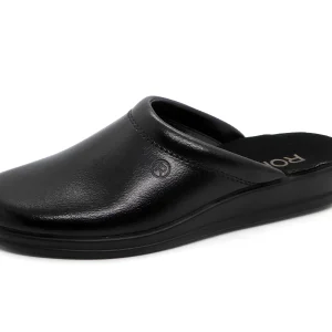 281-99-002 Heren Pantoffel-Muilen Leer Rohde 1550-90 Zwart Wijdte G (652)