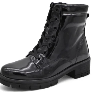 172-95-005 Dames Hoge Schoenen Boot Plat Jana 25263-018 Zwart Lak Wijdte H (2744)