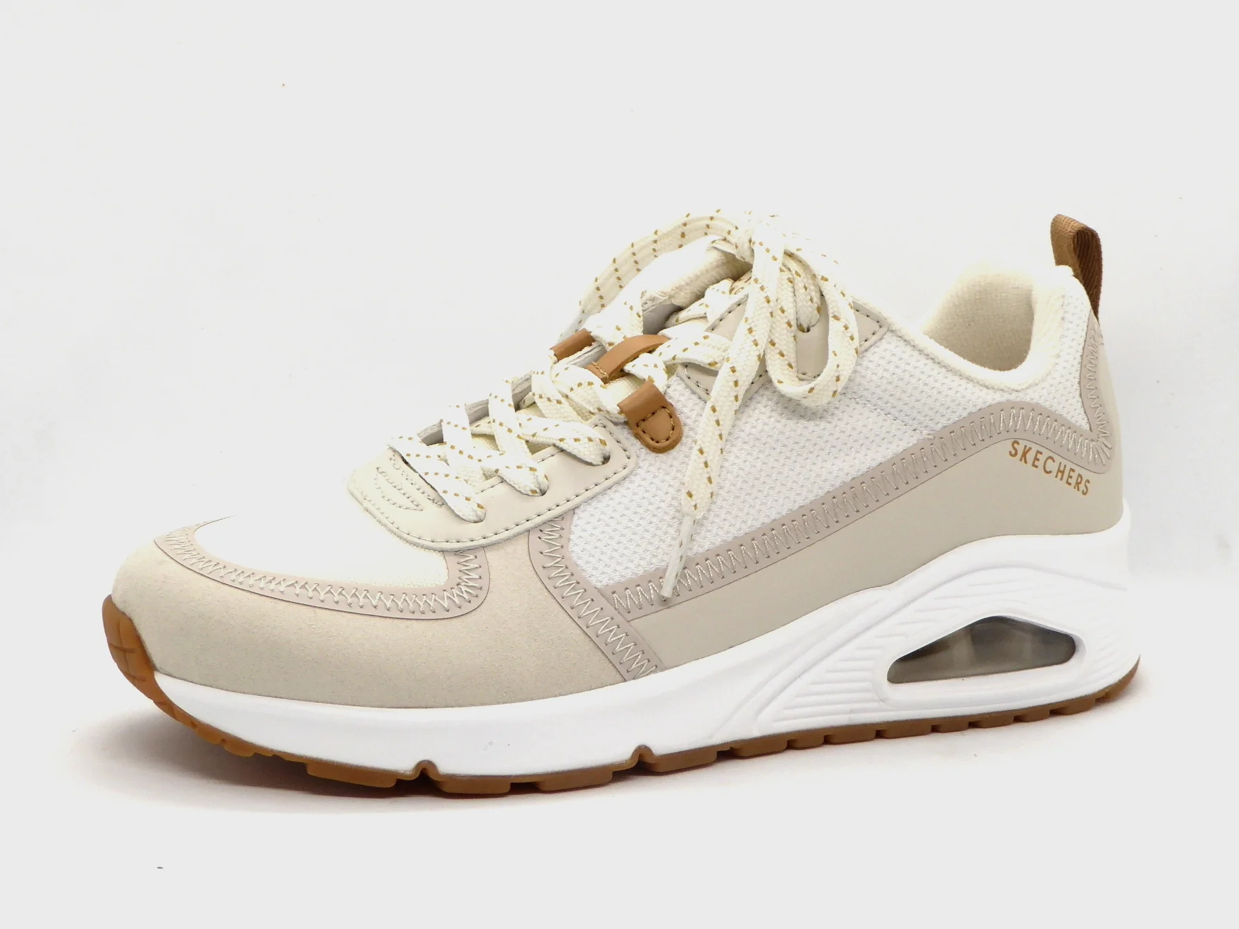 132-11-005 Dames Veterschoenen Sportief Skechers Uno Layover 155356 OFWT Lichtbeige (2389) - Afbeelding 2