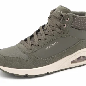 172-65-002 Dames Hoge Schoenen Boot Plat Skechers Uno Stacre Shine 177181 OLV Middengroen  (3435)