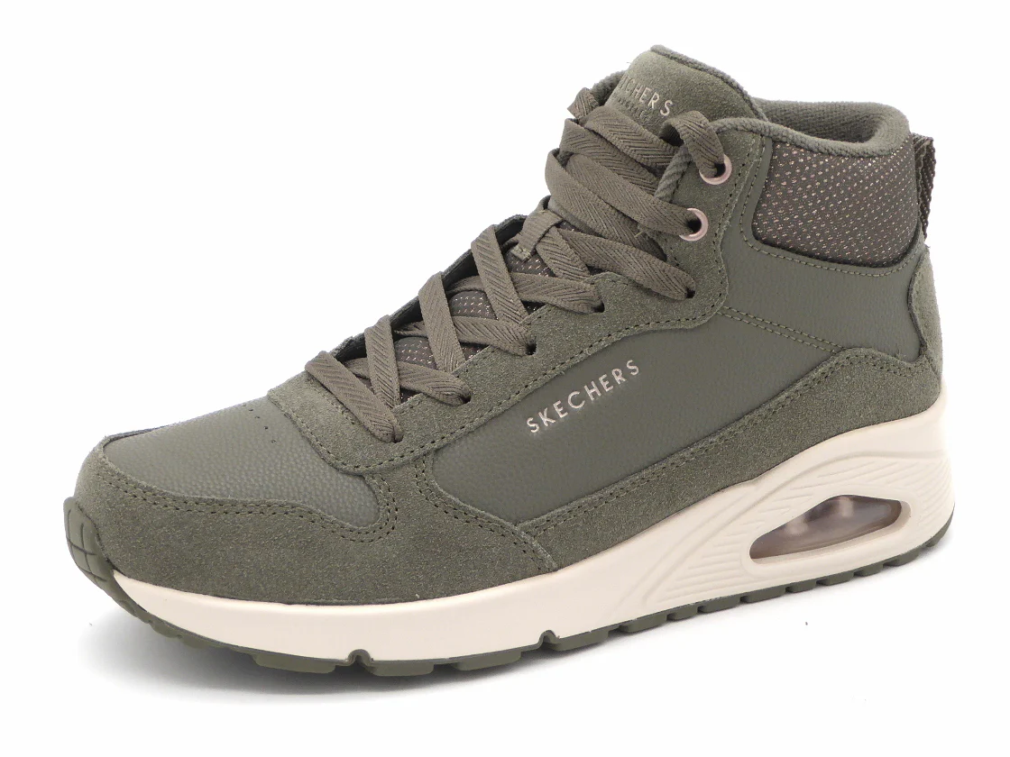 172-65-002 Dames Hoge Schoenen Boot Plat Skechers Uno Stacre Shine 177181 OLV Middengroen (3435) - Afbeelding 2