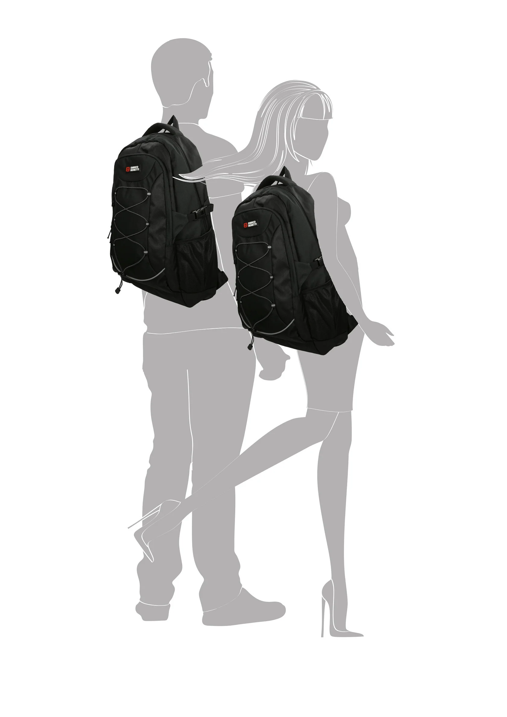 98-62127-001 Lederwaren Rugtas Middel 17 Enrico Benetti 62127-001 Zwart (1091) - Afbeelding 4