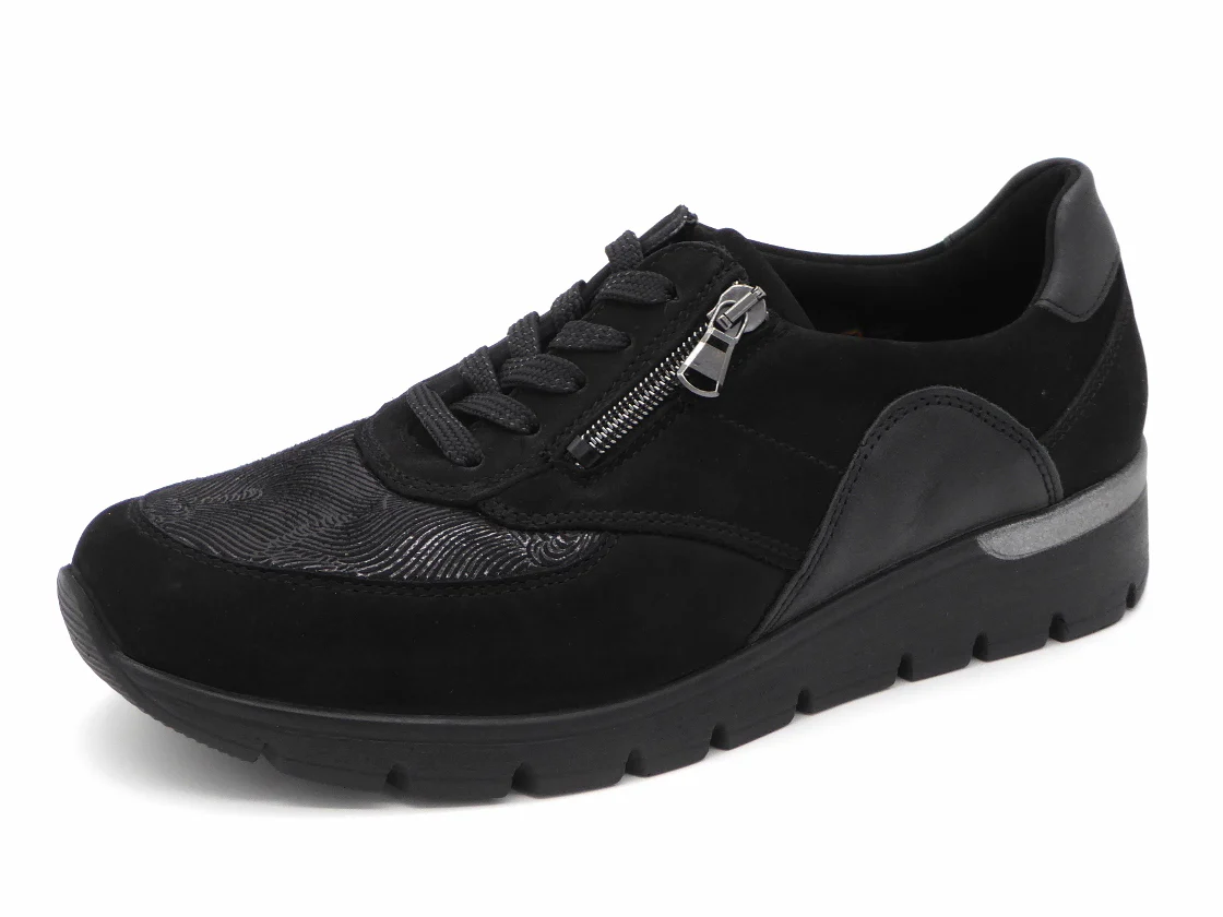 131-99-024 Dames Veterschoenen Comfort Waldlaufer 626K02-605-001 Zwart Wijdte K (3293)